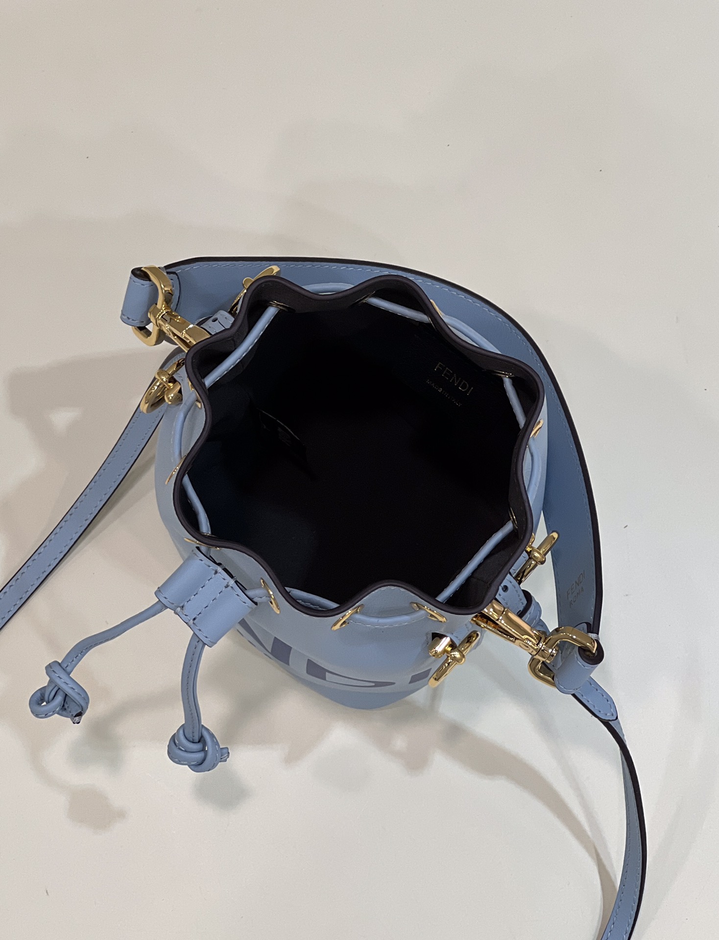 Fendi Mini Mon Tresor Leather Shoulder Bag Blue